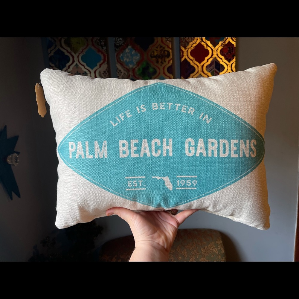 Life is better in Palm Beach Gardens Florida Decorative Pillow West Palm Beach